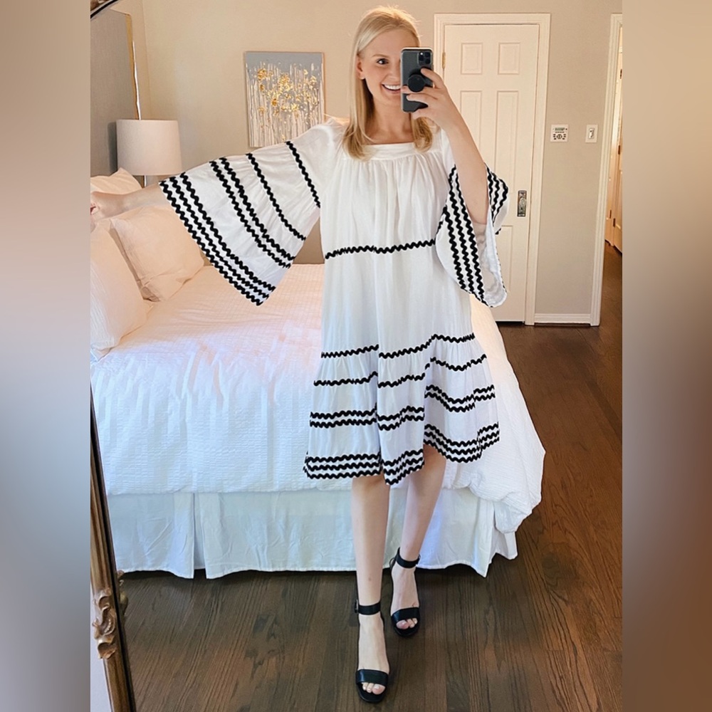 Lisa Marie Fernandez Ric Rac Flare Sleeve Dress